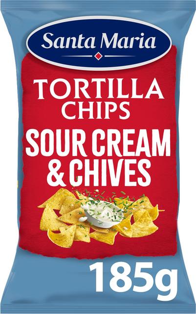 Santa Maria Tortilla Chips Sourcream&Chive, maisikrõpsud, 185g