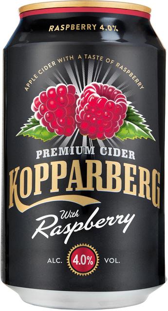 Premium Cider Kopparberg with Raspberry 4,0%, Vadelman makuinen omenasiideri tölkki 33cl