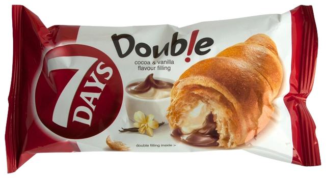 7 Days Double! croissant kakao- ja vaniljetäidisega 60 g