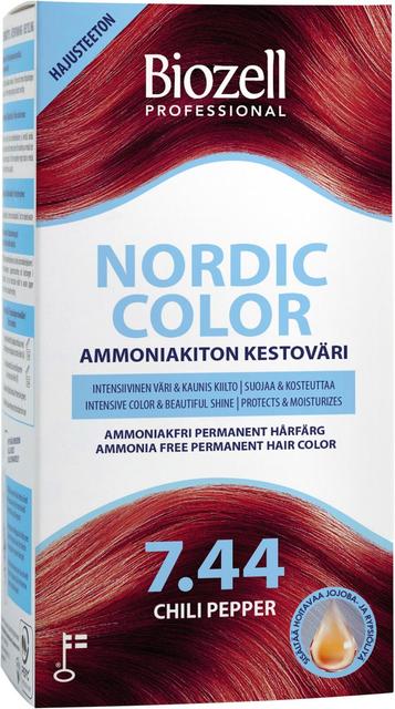 Biozell Professional Nordic Color ammoniakiton kestoväri Chili Pepper 7.44 2x60ml