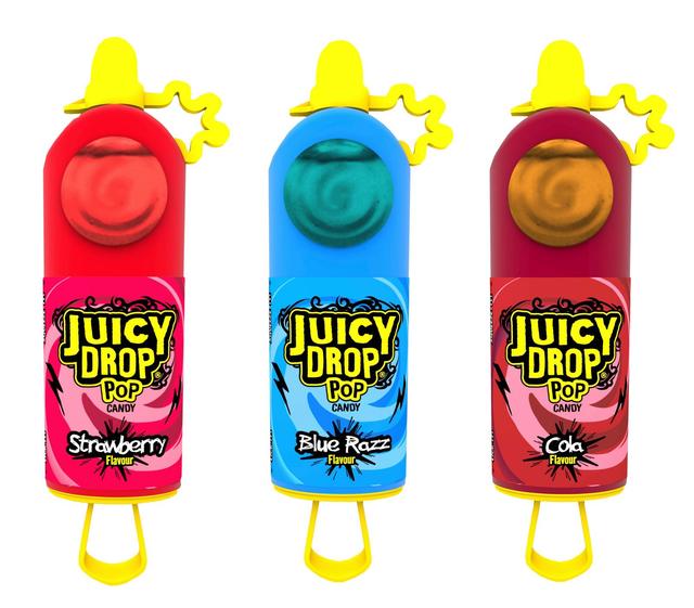 Topps Juicy Drop Pop tikkukaramelli nestemäisellä makuhyytelöllä 26g