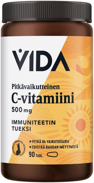 Vida C-vitamiinivalmiste C-vitamiini 500 mg pitkävaikutteinen 90 tablettia / 82 g