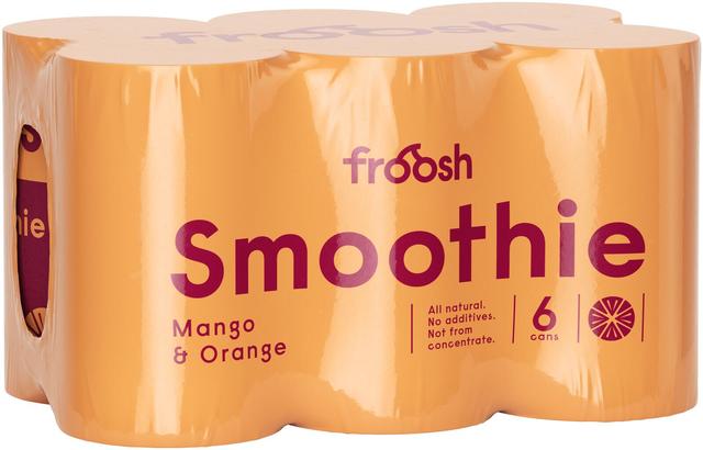 6-pack Fazer Froosh Hedelmäsmoothie 150 ml tölkki Mango ja Appelsiini