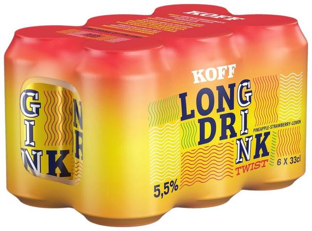 6-pack Koff Long Drink Twist Pineapple Strawberry Lemon long drink 5,5 % tölkki 0,33 L