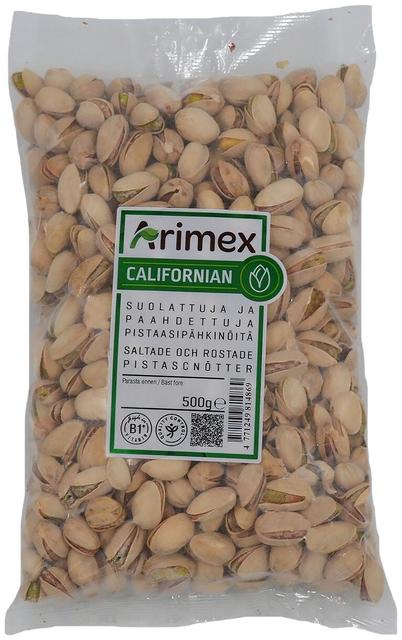 Arimex Suolattuja ja paahdettuja pistaasipähkinöitä 500g