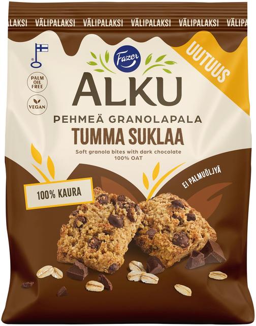 Fazer Alku pehmeä Granolapala tumma suklaa välipalakeksi120g