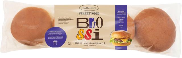 Rosten Street Food Briossi hampurilaissämpylä 4kpl/280 g