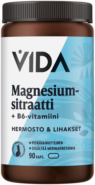 Vida ravintolisävalmiste Magnesiumsitraatti + B6-vitamiini 90 kapselia / 50g