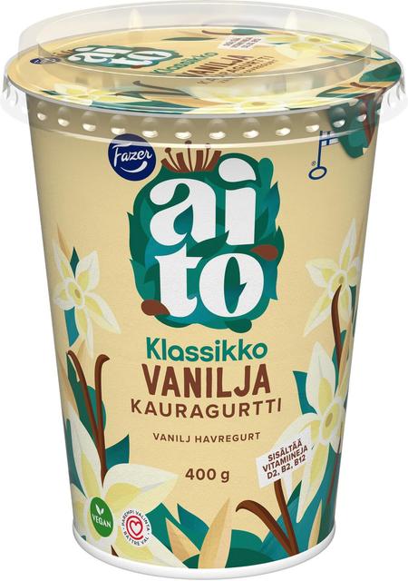 Fazer Aito Kauragurtti Vanilja 400 g, fermentoitu kauravälipala
