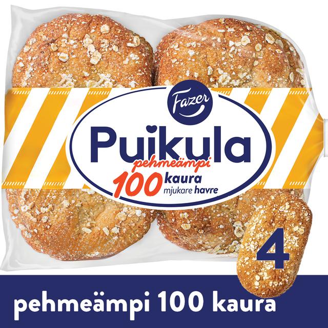Fazer Puikula Pehmeämpi 100Kaura 4kpl 220g, kauraleipä