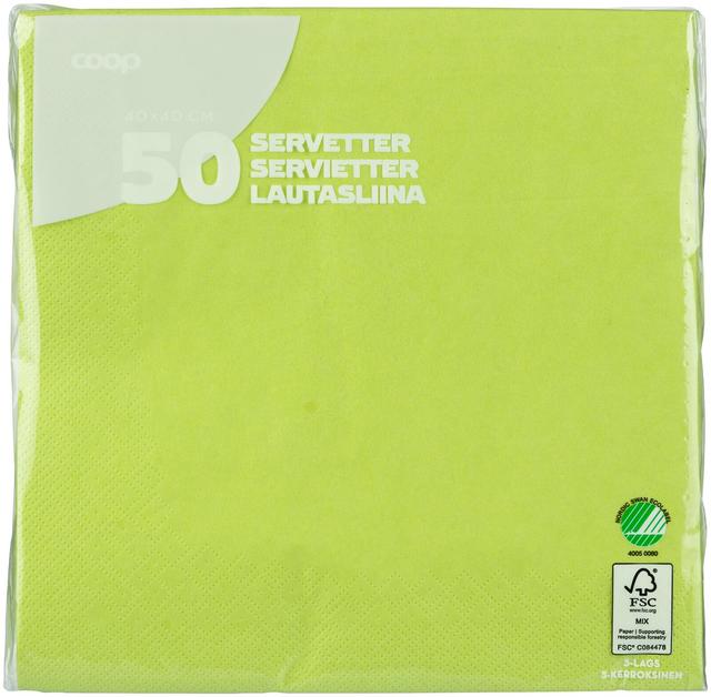 Coop lautasliina lime 40x40cm 50kpl