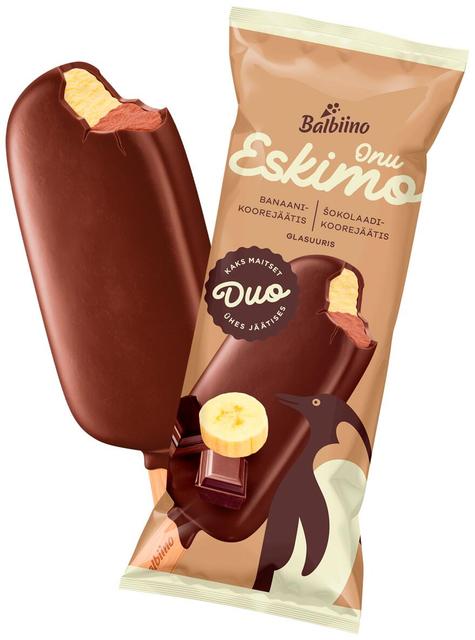 ONU ESKIMO Banaani- ja šokolaadi-koorejäätis glasuuris 150ml/90g