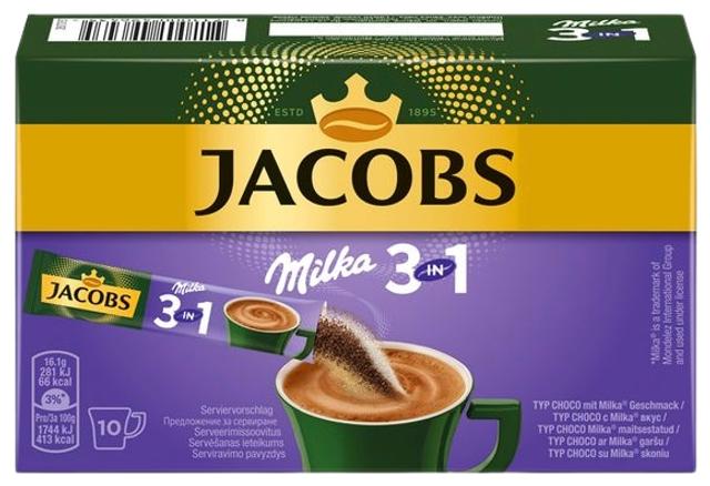 Lahustuv kohvijook JACOBS 3in1 Milka, 10x18g