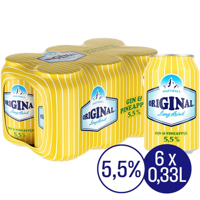 6 x Hartwall Original Long Drink Pineapple 5,5% 0,33 l