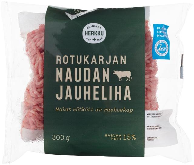 Herkku rotukarjan naudan jauheliha 15% 300g