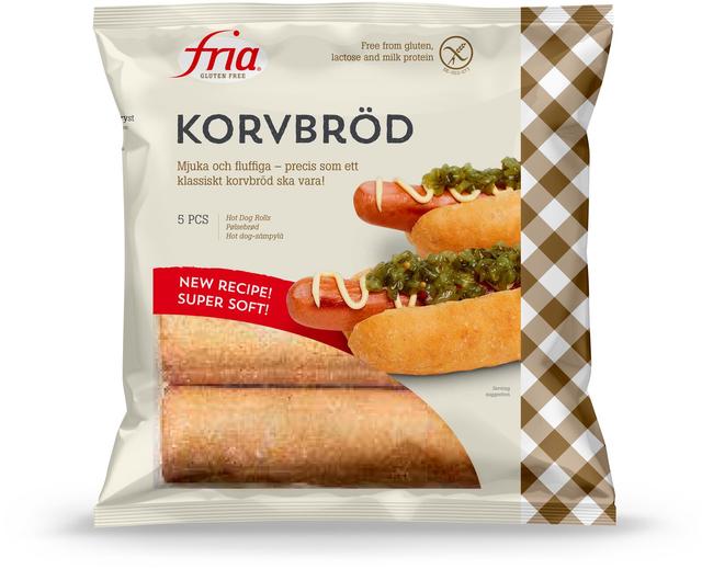 Fria Gluteeniton hotdogsämpylä pakaste 210g/5kpl