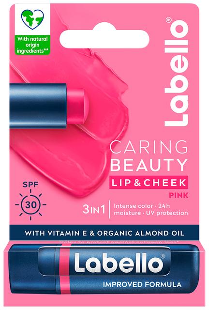 Labello 4,8g Caring Beauty Pink - sävyttävä voide huulille ja poskille