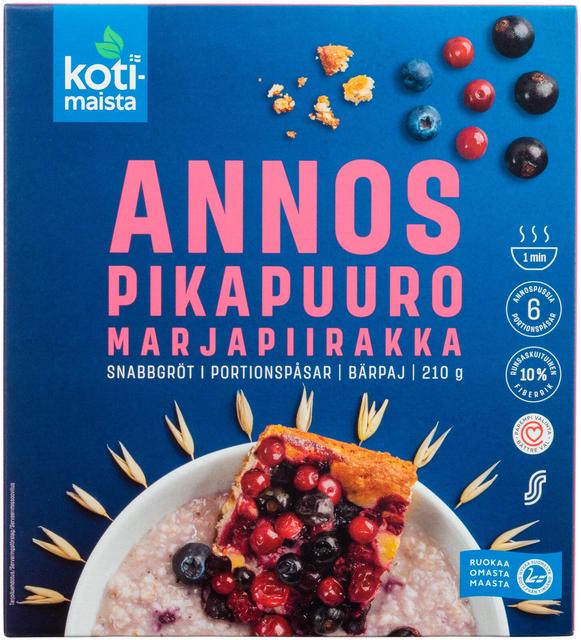 Kotimaista kiirkaerahelbepuder berry pie 6x35g