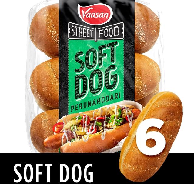 Vaasan Street Food SOFT DOG perunahodari 300g 6 kpl Gourmet hot dog sämpylä