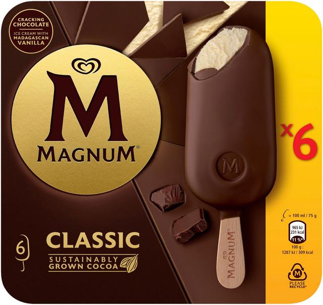 Magnum Classic Jäätelö Monipakkaus 600 ml/450g 6kpl