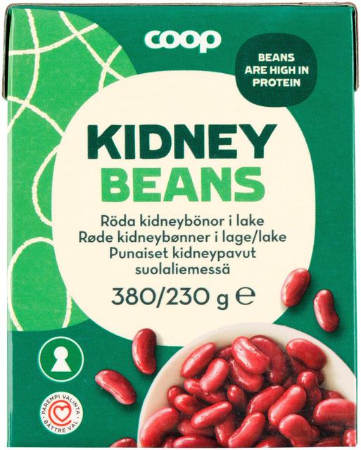 Coop punaiset kidneypavut suolaliemessä 380/230 g