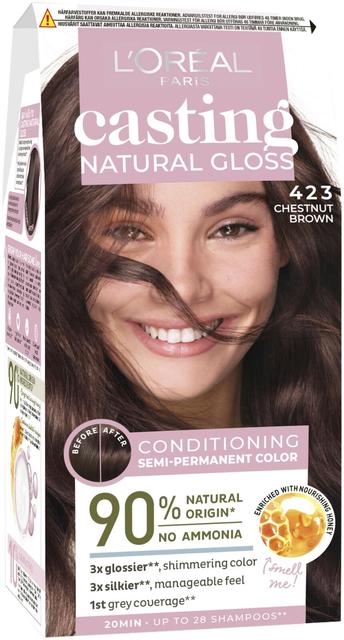 L'Oréal Paris Casting Natural Gloss 423 Brown Noisette kevytväri 1kpl