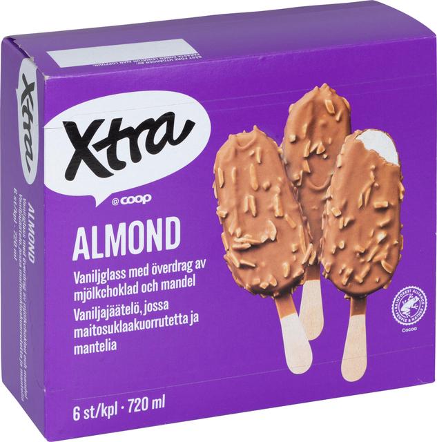Xtra Almond jäätelöpuikko 6 x 120 ml/80 g