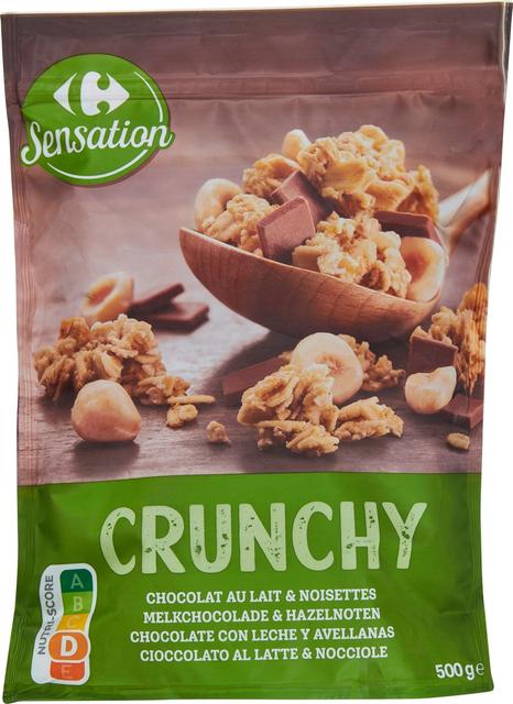 Carrefour Sensation Crunchy Chocolat au lait & noisettes muromysli 500 g