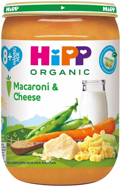HiPP 220g Luomu Veggie Macaroni & Cheese; Kasviksia, pastaa & juustoa 8kk