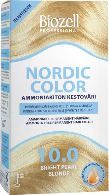 Biozell Professional Nordic Color ammoniakiton kestoväri Bright Pearl Blonde 10.0 2x60ml