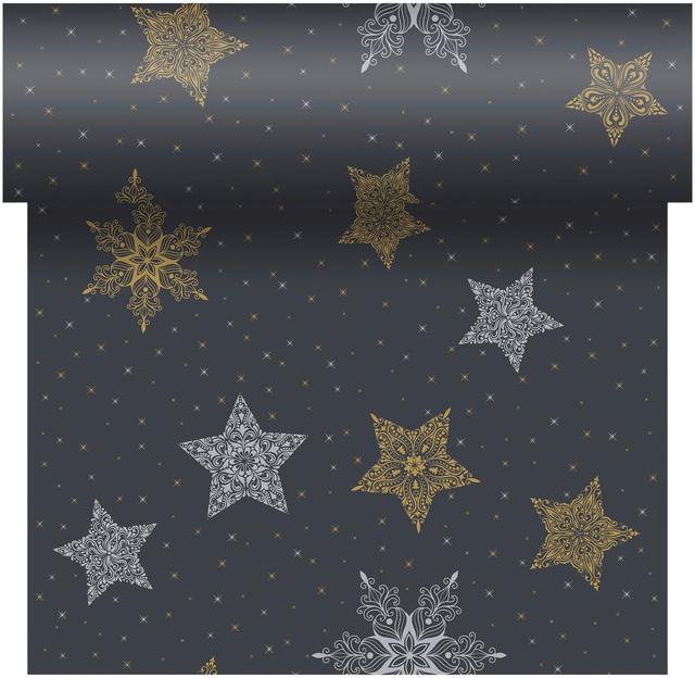 DUNI Dunicel® 0,4 x 4,8m Snowstars Black perforoitu poikkiliina