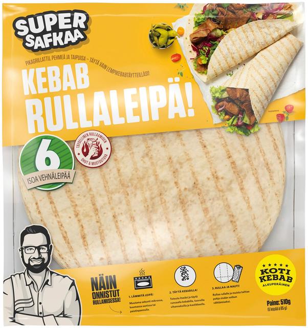 6kpl Super Safkaa Kebabrullaleipä 510g