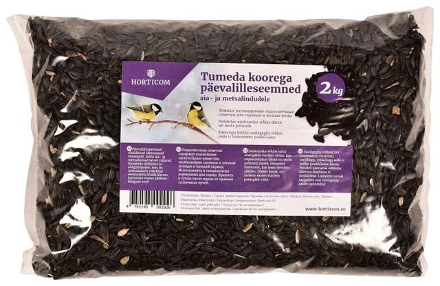 Tumeda koorega päevalilleseemned lindudele Horticom 2kg