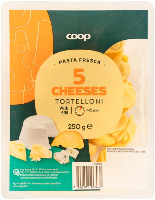 Coop Tortelloni tuorepasta juusto 250 g
