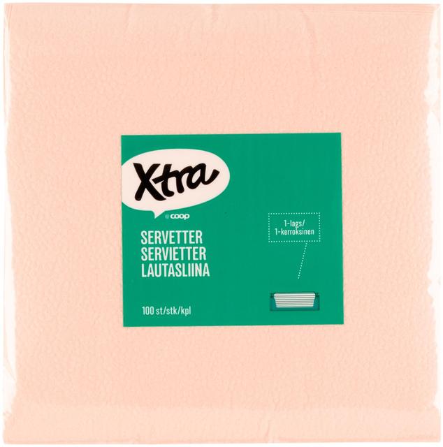 Xtra lautasliina vaaleanpunainen 33x33 cm 100 kpl