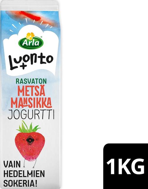 Arla Luonto+ AB Rasvaton metsämansikkajogurtti 1 kg laktoositon