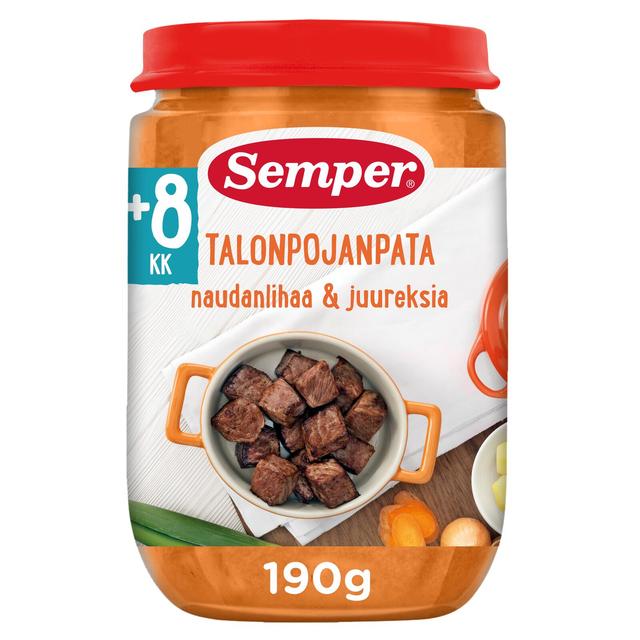 Semper Talonpojanpata naudanlihaa & juureksia 8kk lastenateria 190g