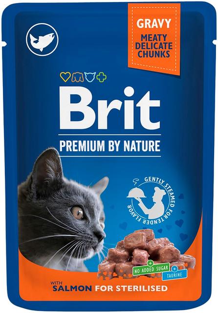 Brit Premium by Nature Lohta kastikkeessa steriloiduille kissoille 100 g