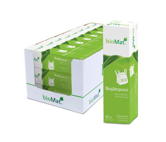 30L bioMat® OK Compost HOME sertifioitu sangallinen biopussi 10kpl 500x550mm