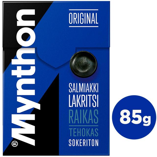 Mynthon Original Salmiakki-Lakritsi sokeriton kurkkupastilli 85g