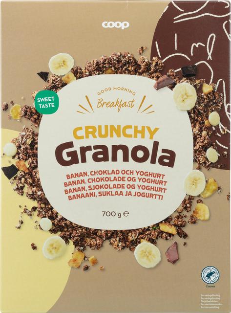 Coop crunchy granola banaani, suklaa ja jogurtti 700 g