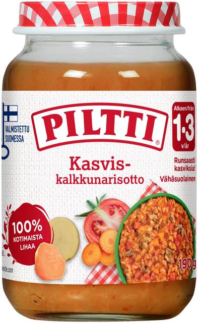 Piltti 190g Kasvis-kalkkunarisotto lastenateria 1-3v