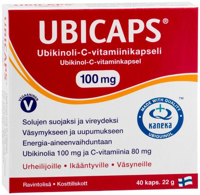 Ubicaps 100 mg Ubikinoli-C-vitamiini 40 kaps