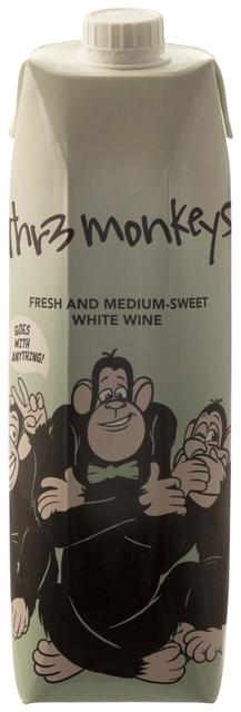 Thr3 Monkeys Fresh&Medium Sweet White valkoviini 8 % 1 L tlk