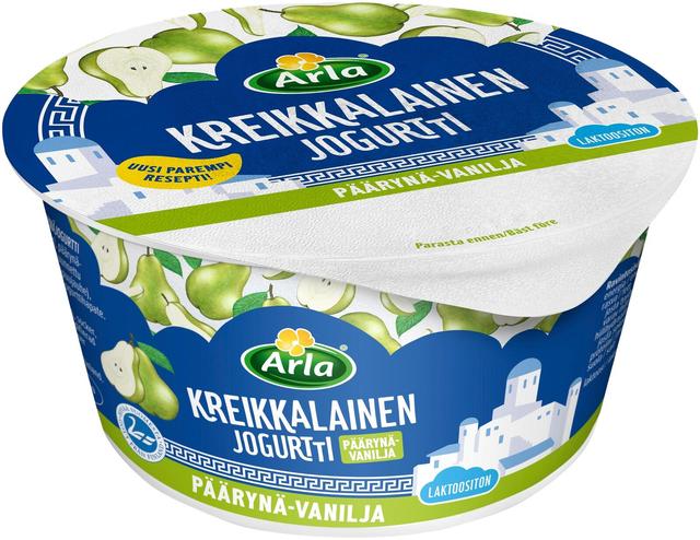 Arla Kreikkalainen Päärynä-vaniljajogurtti 150 g laktoositon
