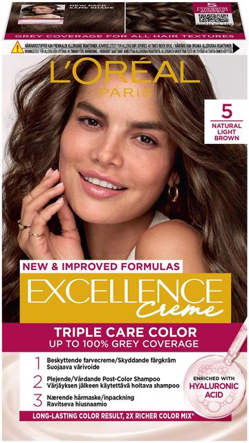 L'Oréal Paris Excellence Creme 5 Natural Light Brown Ruskea kestoväri 1kpl