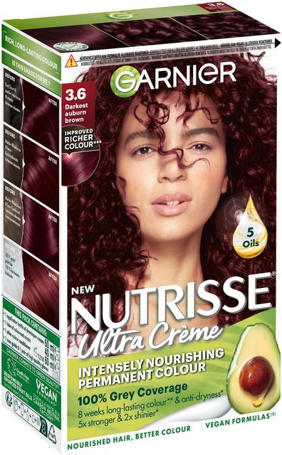 Garnier Nutrisse Ultra Creme 3.6 Darkest Auburn Brown Tumma Punaruskea kestoväri 1kpl