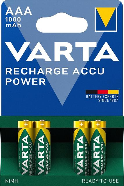 Varta akkuparistot Recharge Accu Power AAA 1000mAh 4 kpl