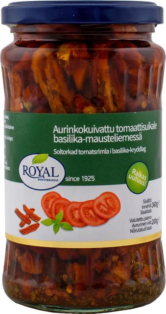 Royal aurinkokuivattu tomaattisuikale basilika-mausteliemessä 360/200g