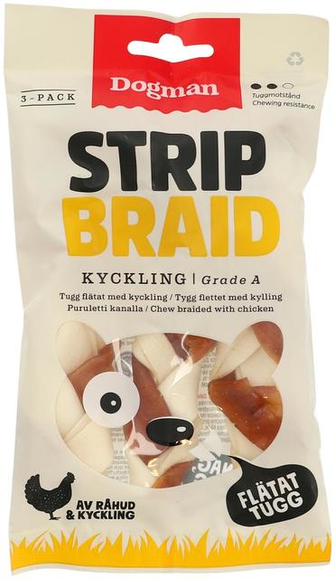 Dogman Strip Braid tugg flätat kyckling 3pack